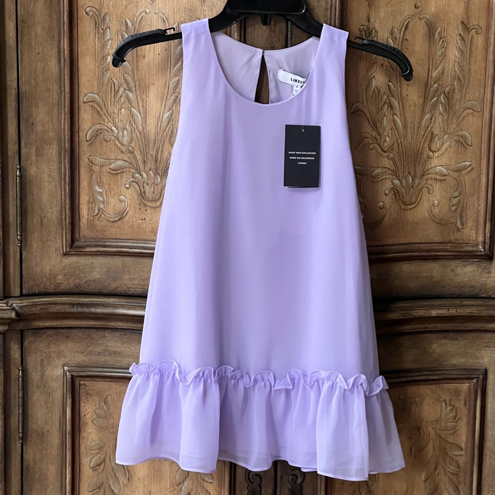 Likely NWT Women’s Sleeveless Pastel Lavender Ruffle Hem Blouse Sz 6 - Picture 5 of 14